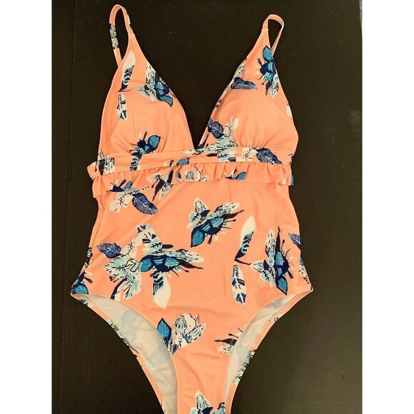 Large TengWeng Monokini Peach One Piece Women's Swimsuit Bathing Suit New NIP - Picture 1 of 7